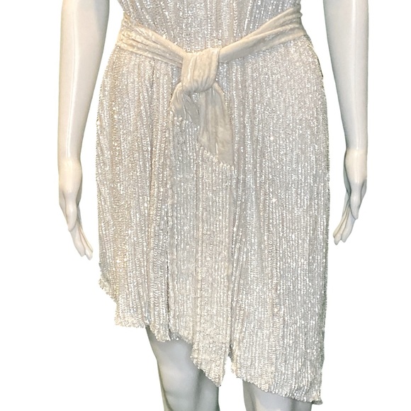 NWT Retrofete White Ella One Shoulder Sequin Mini Dress -Sz XL - Picture 10 of 15